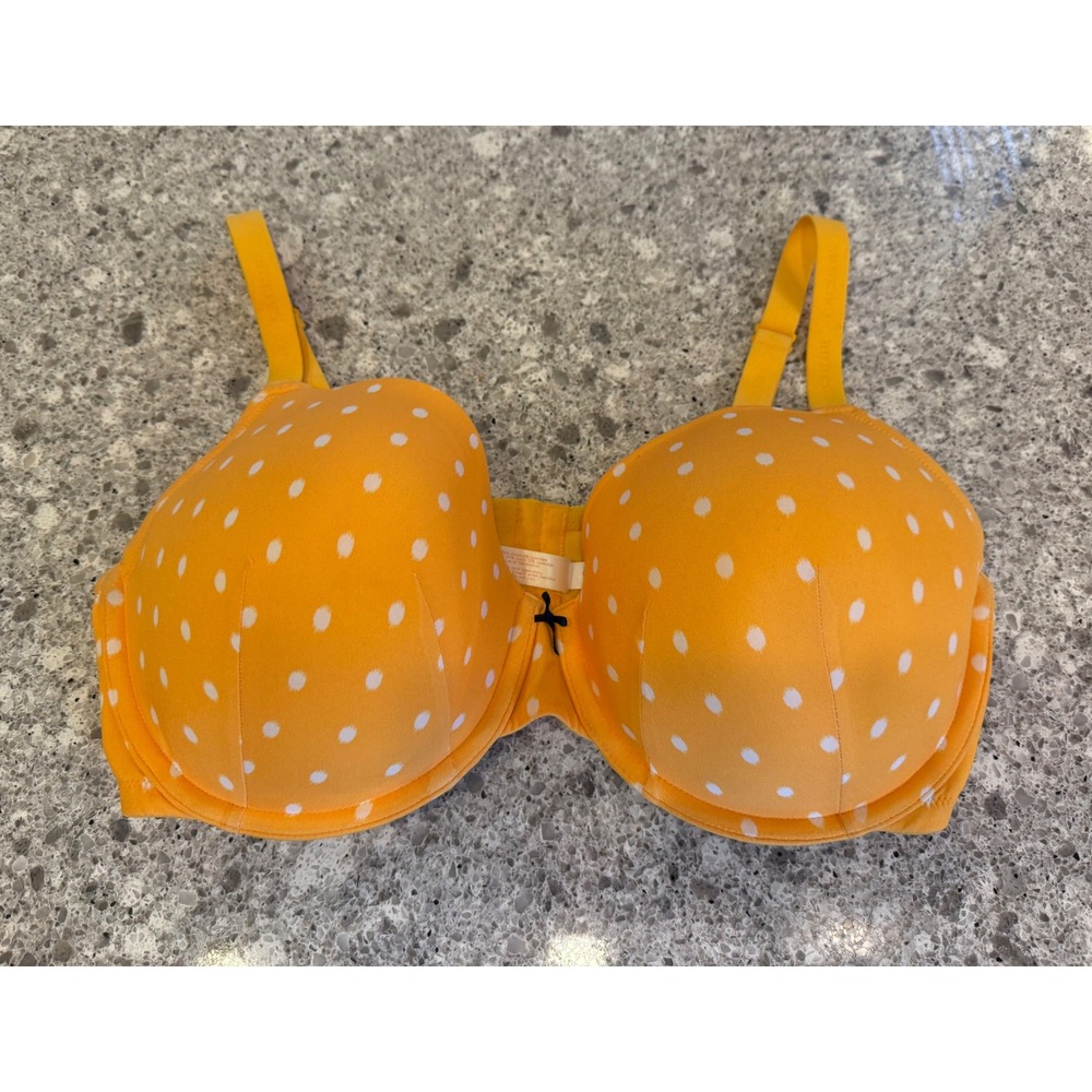 Cacique Flirty Yellow with White Polka Dots Lightly Lined T-Shirt Bra Size 40DDD - Picture 10 of 10